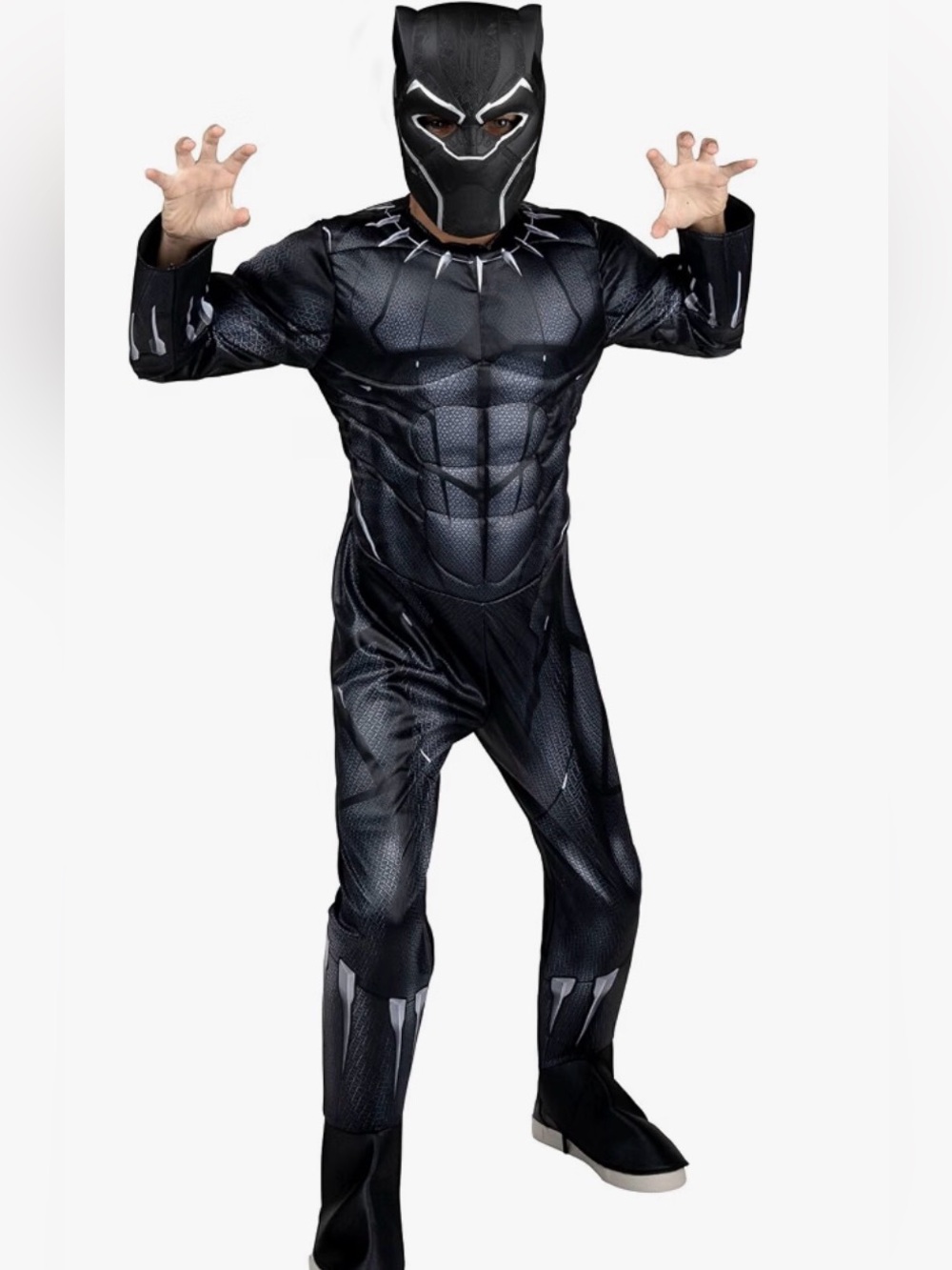 Boys Deluxe Black Panther Costume, Kids Superhero small